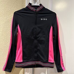 BCBG Maxazria size small zip up jacket pink & black‎